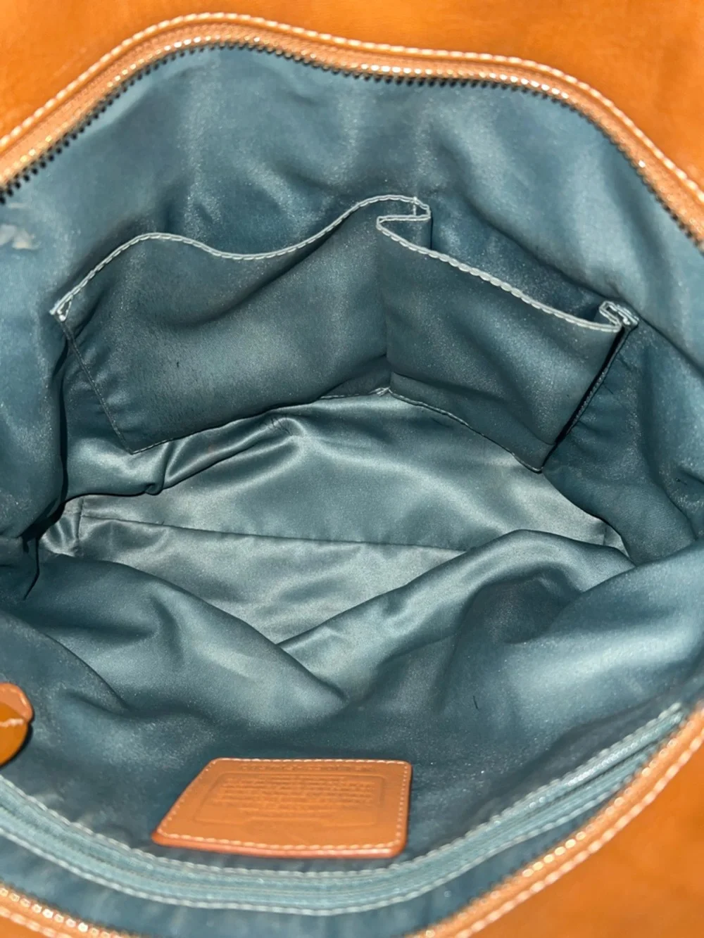 Coach Cream Leather Shoulder Tote with Brown Trim - Picture 12 of 12